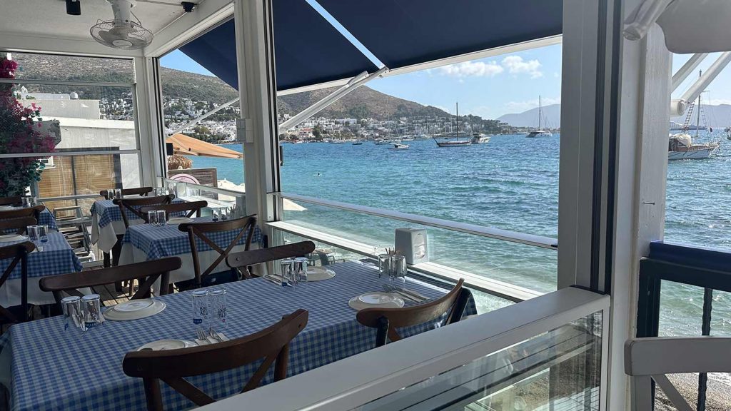 Vegane Mezze im Restaurant Müdavim in Bodrum mit Meerblick