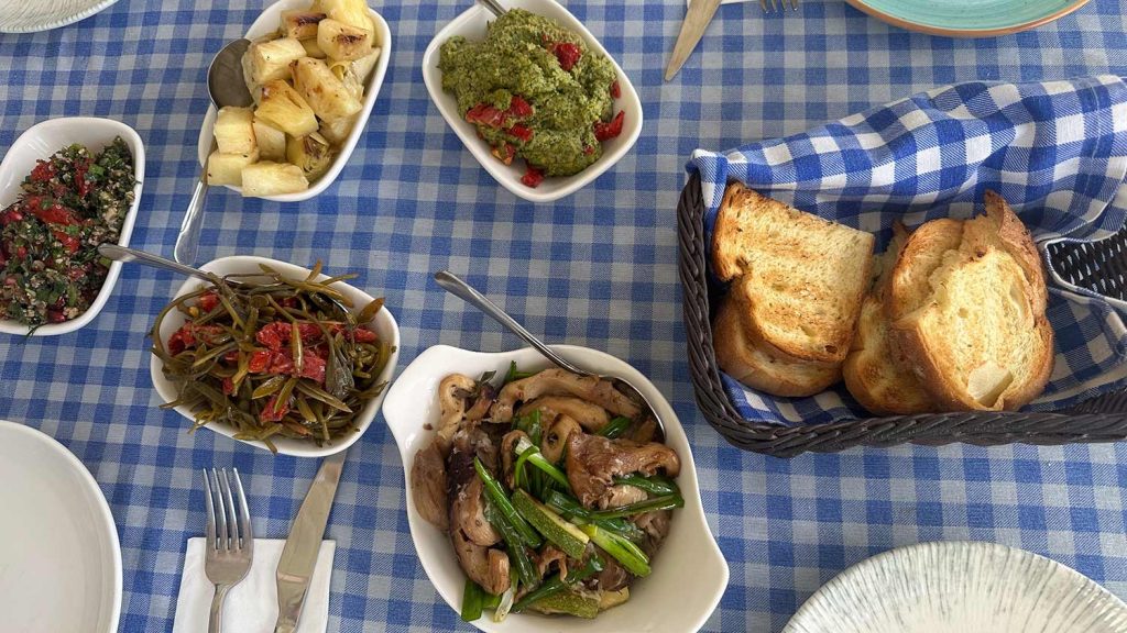 Vegane Mezze im Restaurant Müdavim in Bodrum mit Meerblick